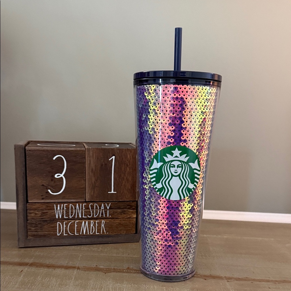 Starbucks Multicolor Sequin Tumbler with Straw